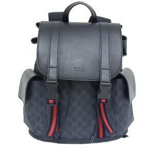 Gucci Supreme Backpack Leather Black Gray Daypack